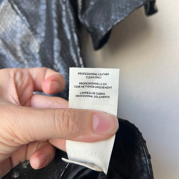 J Brand Black Snakeskin Embossed Genuine Lamb Leather Top Size XS - Picture 8 of 8